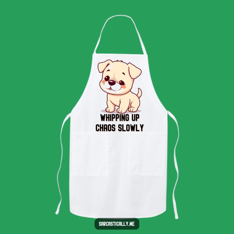 Funny Puppy Smirk Apron: Sarcastic Slow Wagging Tail Kitchen Gift