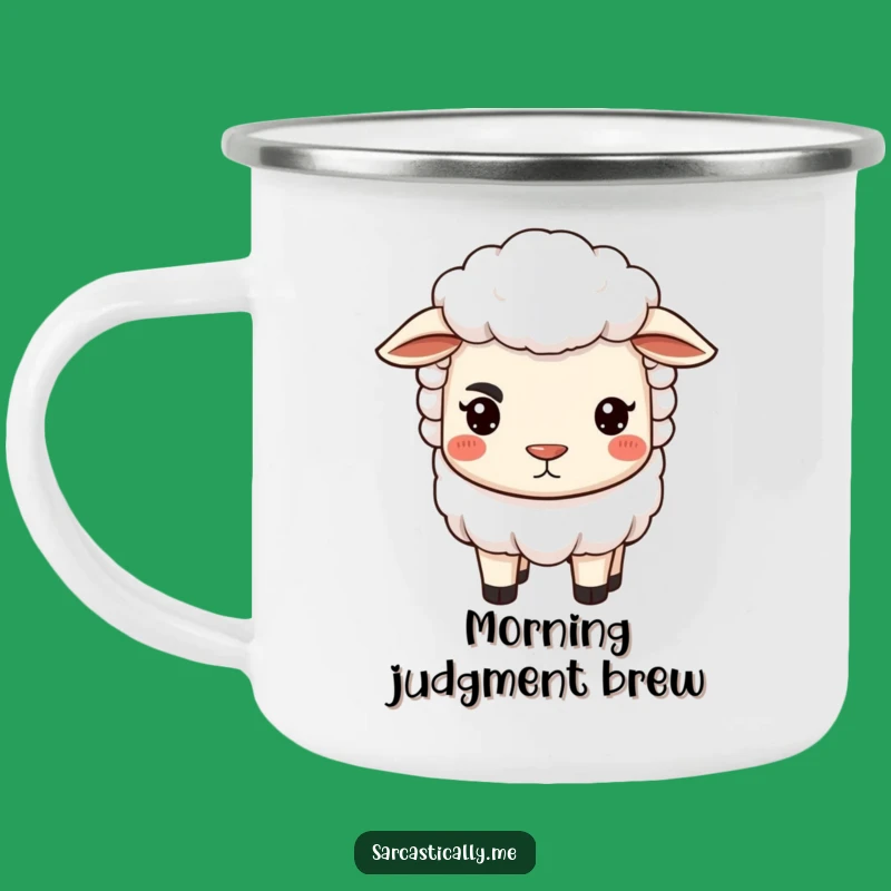 Funny Sheep Camping Mug - Sarcastic Enamel Cup, Hilarious Outdoor Gift for Campers