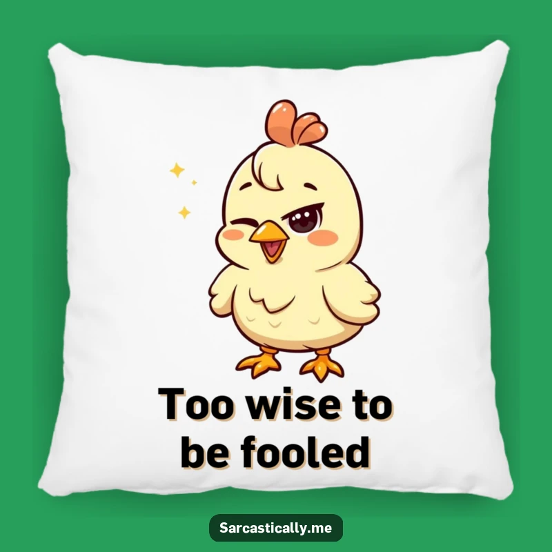Funny Chicken Squint Pillow: Cozy Unimpressed Shiny Object Accent Pillow Gift