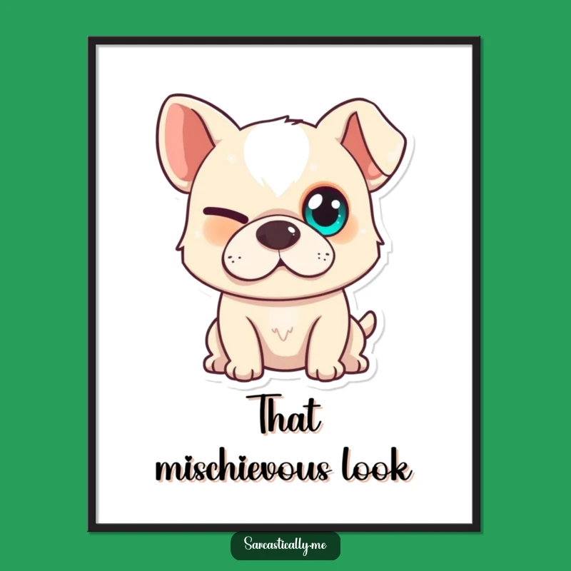 Funny Dog Digital Art - Mischievous Smirk Print, Instant Hilarious Gift for Walls