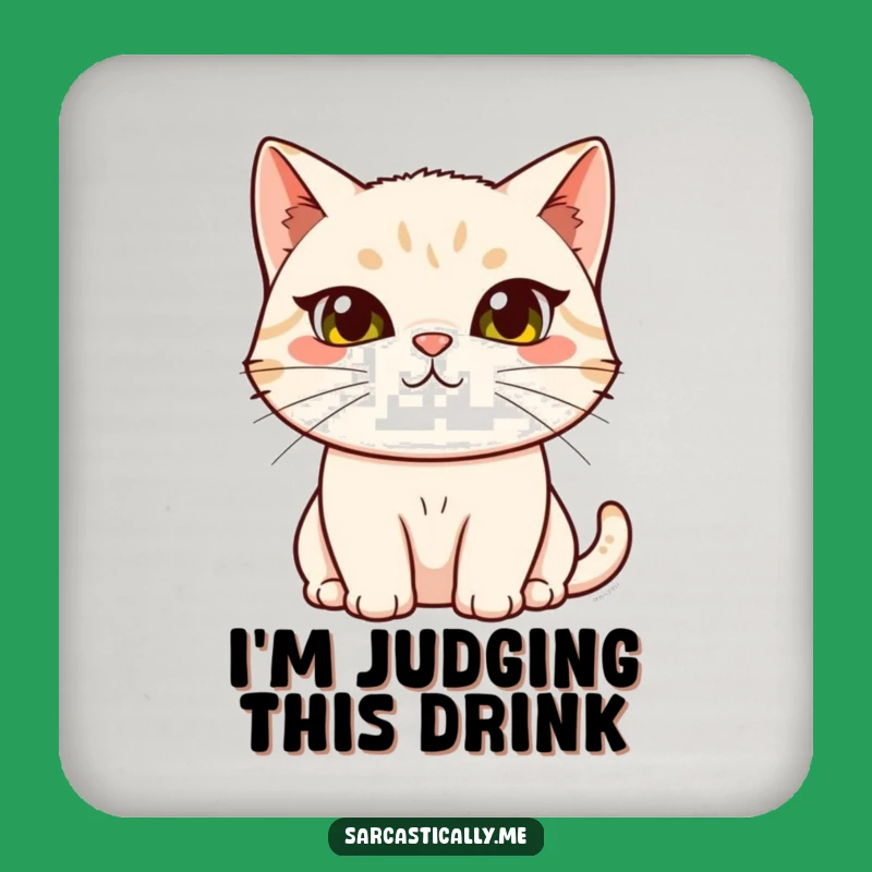 Funny Cat Coaster Set: Sarcastic Eyebrow Feline