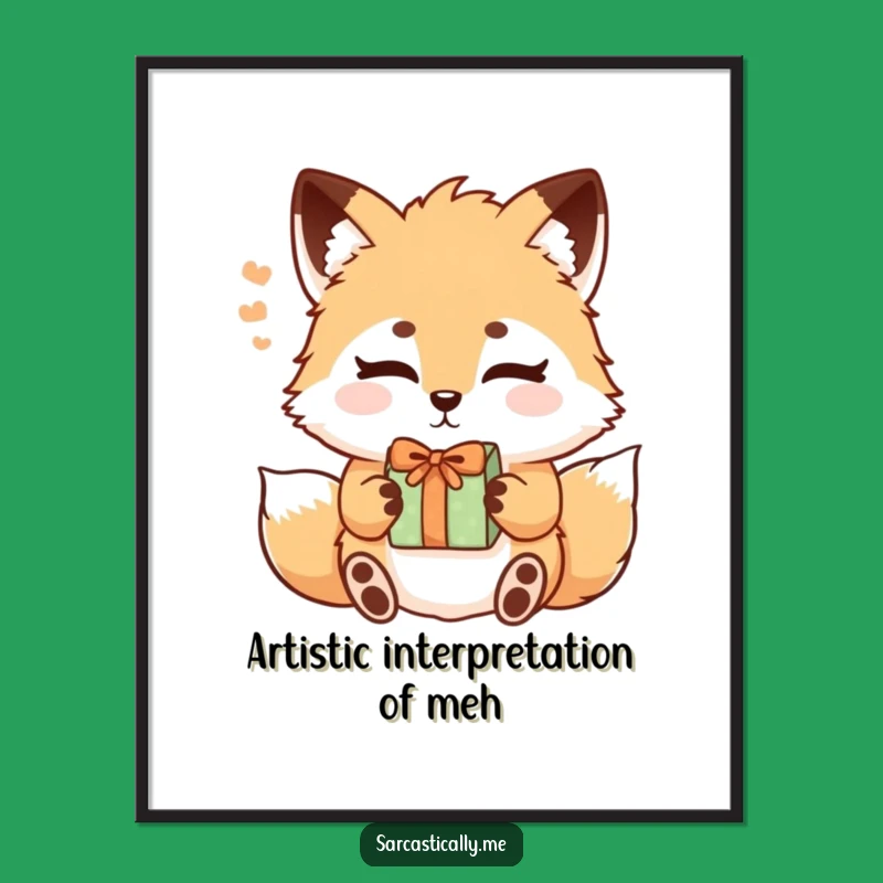 Funny Fox Sigh Poster: Eyebrow Raise Wall Art Gift