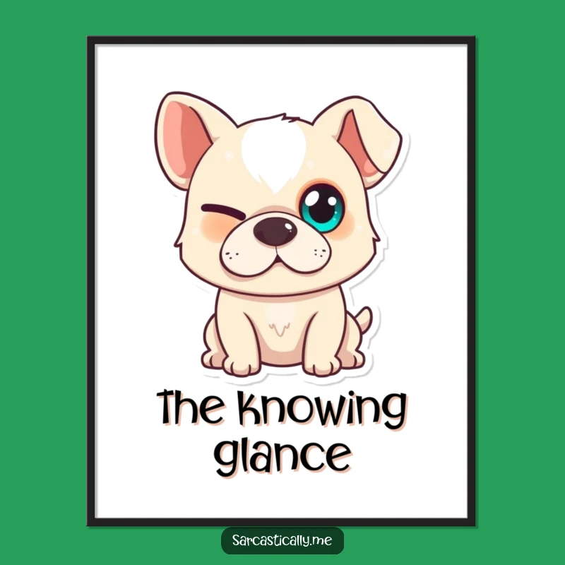 Funny Dog Poster - Squinting Smirk Art, Hilarious Wall Decor Gift for Dog Lovers