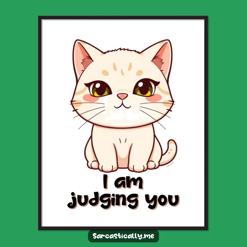 Funny Cat Art Poster: Sarcastic Eyebrow Feline