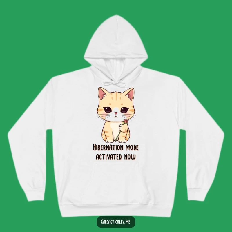 Funny Deadpan Cat Hoodie: Cozy Wilted Flower Sarcastic Apparel Gift