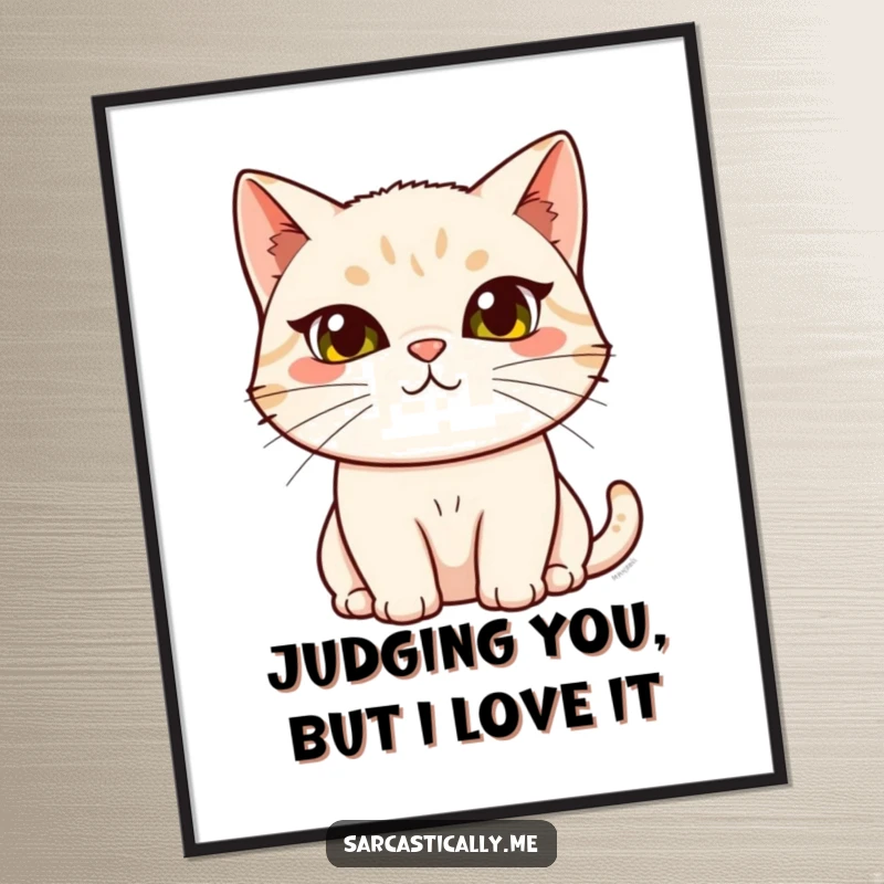 Funny Free Printable Wall Art: A cat with a raised eyebrow and slightly tilted head offers a look of amusing skepticism.