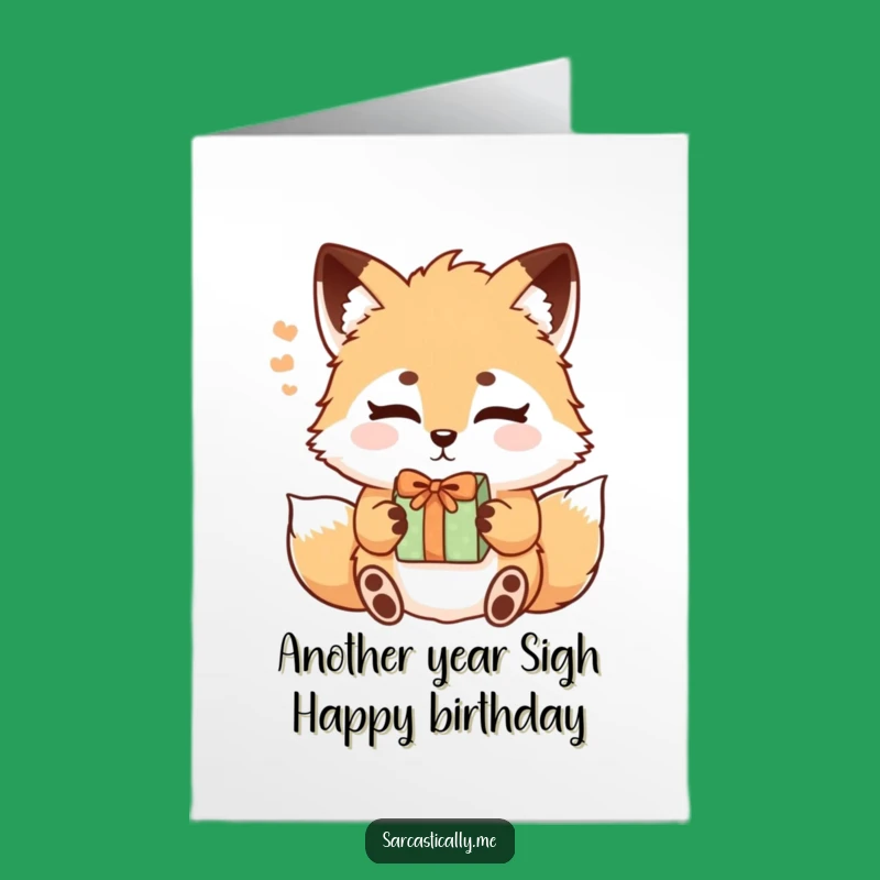 Free Printable Birthday Card: Sighing Fox Hilarious Downloadable Gift for Fox Fans