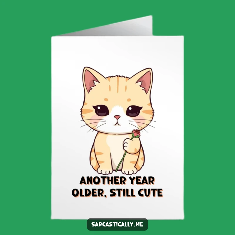 Free Printable Birthday Card: Cat With Deadpan StareHilarious Printable Downloadable Gift for Cat Lovers