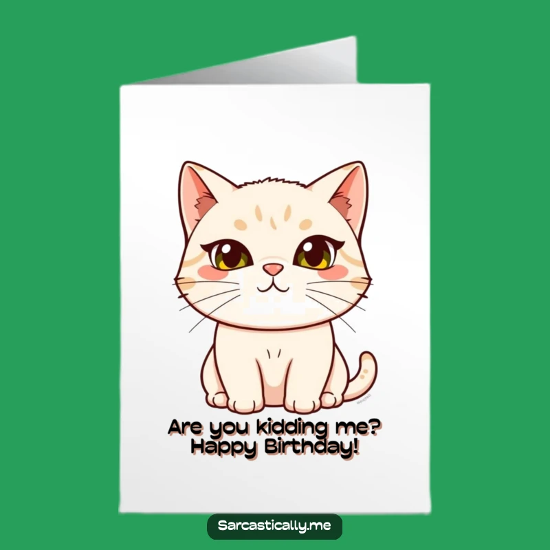 Free Printable Birthday Card: Skeptical Cat Eyebrow Raise - Funny Downloadable Gift