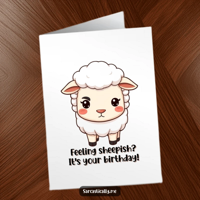Funny Free Printable Birthday Card featuring a judgmental sheep with one arched eyebrow and pursed lips, judging your life choices.