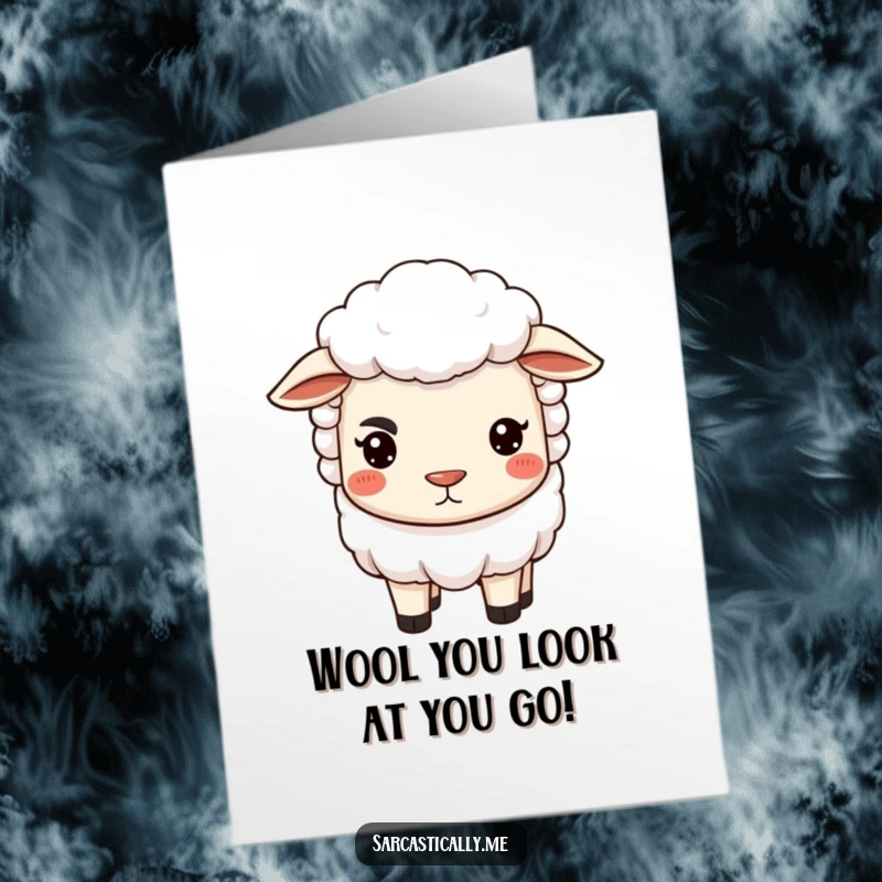 Free Printable Congratulations Card showcasing a skeptical sheep, one eyebrow raised, offering a smirk of dubious approval for your success.