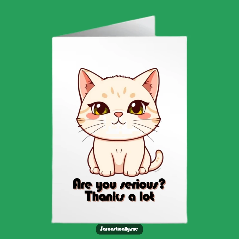 Free Printable Thank You Card: Skeptical Cat - Funny Downloadable Gift