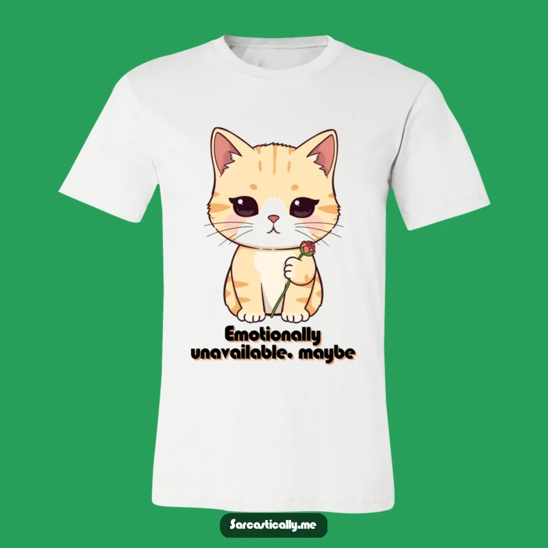 Funny Deadpan Cat T-Shirt: Cute Wilted Flower Sarcastic Apparel Gift
