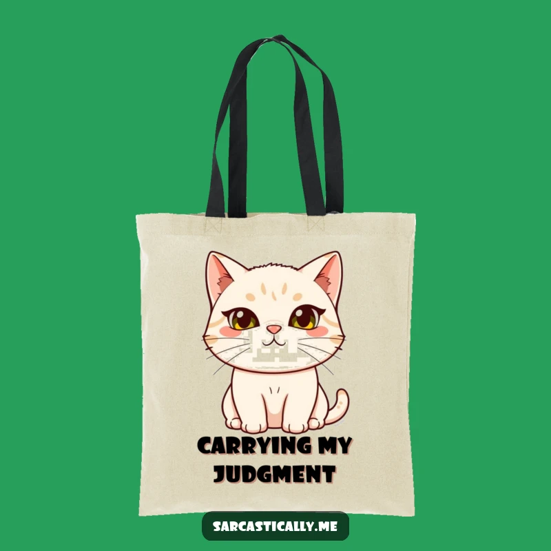 Funny Cat Tote Bag: Sarcastic Eyebrow Raise